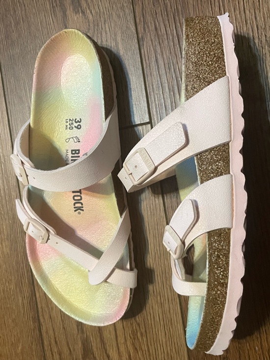 Birkenstock Shoes - Birkenstock Mayari Vegan Rose Ombré Double-Buckle Sandals with Rainbow Footbed